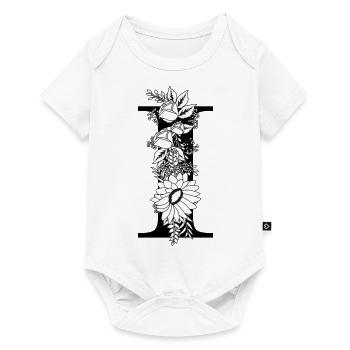 Floral black and white letter i - Baby Premium short-sleeve bodysuit - white - Front