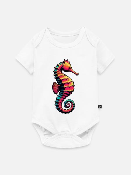 Seepferdchen - Baby Premium Kurzarmbody - Weiß