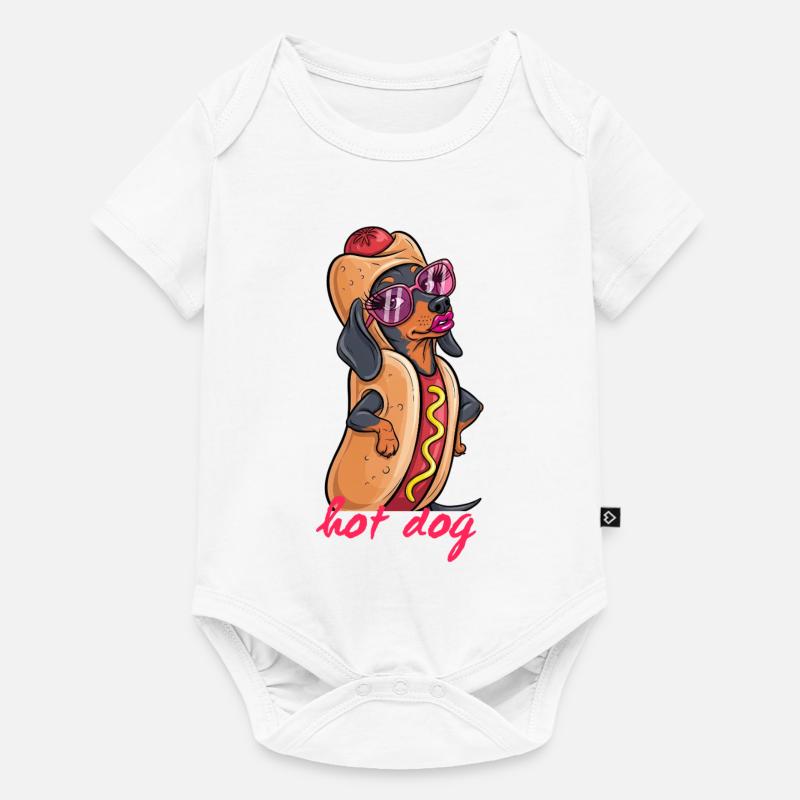 Teckel à la mode comme hot-dog - Body à manches courtes Premium Bébé - blanc