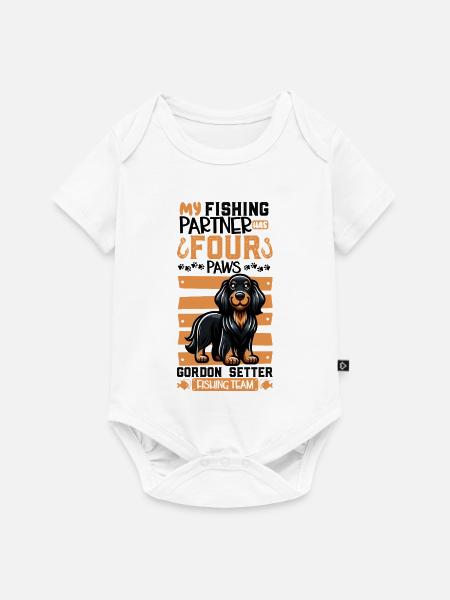 Angeln und Gordon Setter - Baby Premium Kurzarmbody - Weiß