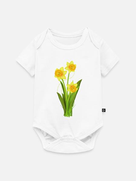 Leuchtende Osterglocken – Frühlingsblumen - Baby Premium Kurzarmbody - Weiß