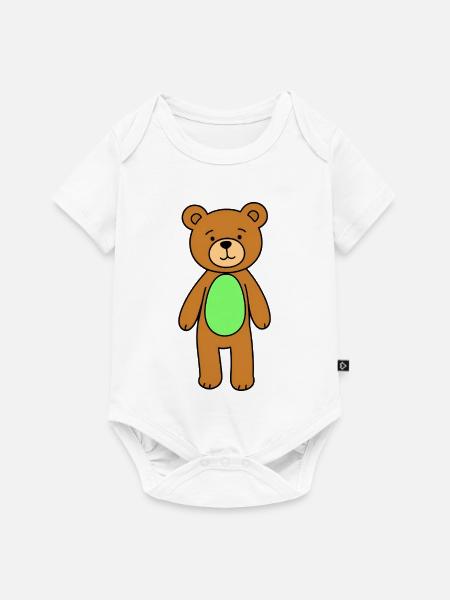 Kuschelbär Grünbauch Cartoon - Baby Premium Kurzarmbody - Weiß