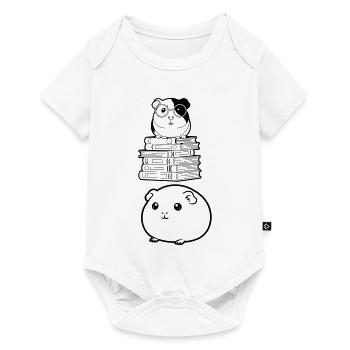 Meerschweinchen Bücher Nerd - Baby Premium Kurzarmbody - Weiß - Vorne