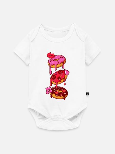 Eisgekühlte Kawaii-Donuts und Herzen - Baby Premium Kurzarmbody - Weiß