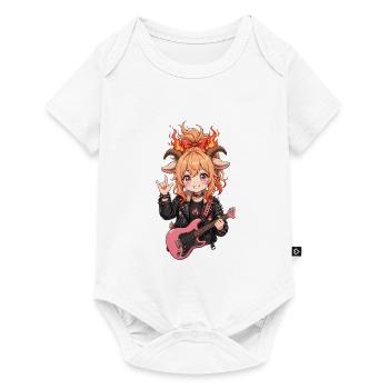 Feuer Ziege Rockerin - Anime Ziege mit Gitarre und - Baby Premium Kurzarmbody - Weiß - Vorne