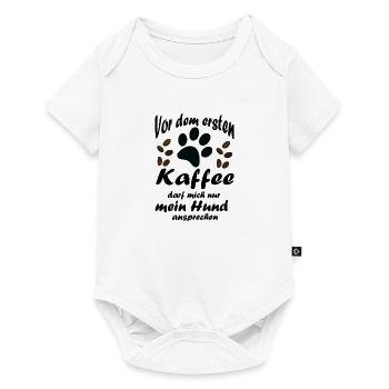 Vor dem ersten Kaffee Hund Geschenk - Baby Premium Kurzarmbody - Weiß - Vorne