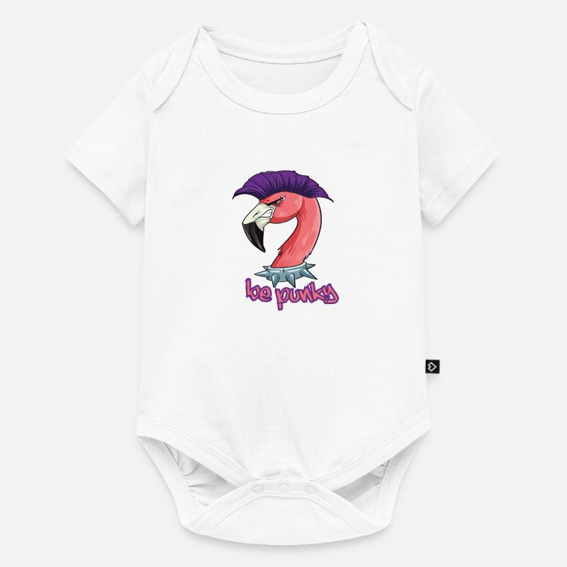 Flamant punk pour punk rock avec piercing - Body à manches courtes Premium Bébé - blanc