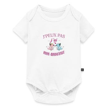 j peux pas j ai mon amoureux t shirt fille cadeau - Body à manches courtes Premium Bébé - blanc - Devant
