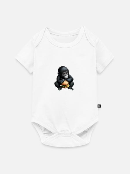 Gorilla liebt Cheeseburger - Baby Premium Kurzarmbody - Weiß