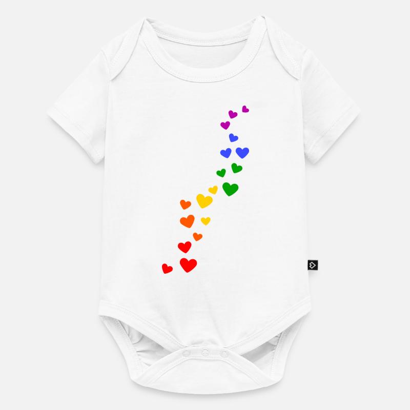 Fierté des coeurs arc-en - Body à manches courtes Premium Bébé - blanc