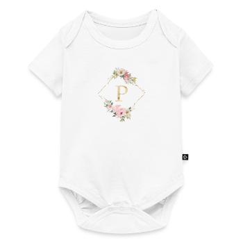 Customizable Monogram P Pastel Floral - Baby Premium short-sleeve bodysuit - white - Front