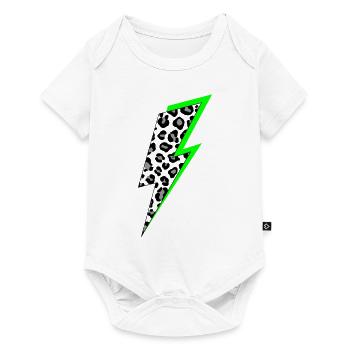 Blitz Leoparden Muster mit Neon Schatten - Baby Premium Kurzarmbody - Weiß - Vorne