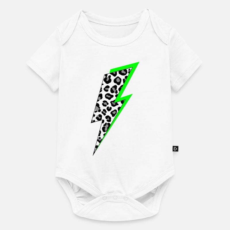Lightning Leopard Pattern with Neon Shadow - Baby Premium short-sleeve bodysuit - white