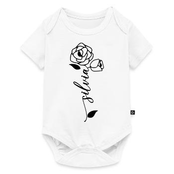 Silvia Nom Prénom Nom Fleur - Body à manches courtes Premium Bébé - blanc - Devant