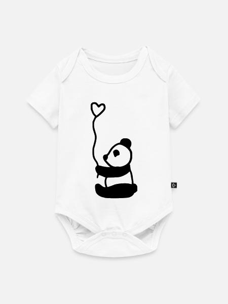 süßer Panda voller Liebe - Baby Premium Kurzarmbody - Weiß