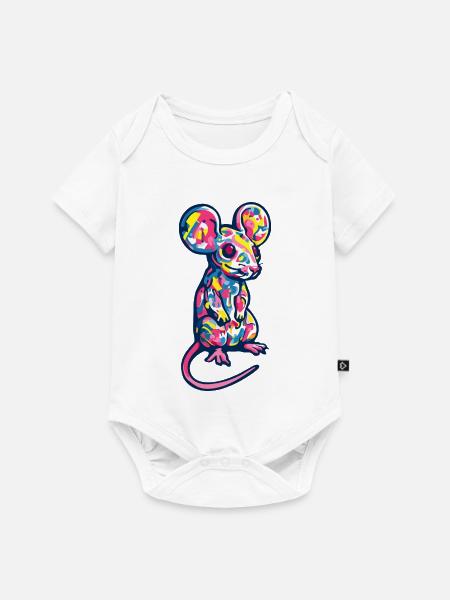 Maus Kunst Bunt Ratte - Baby Premium Kurzarmbody - Weiß
