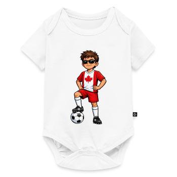 Drapeau canadien des Soccer Boy Canada Fan - Body à manches courtes Premium Bébé - blanc - Devant