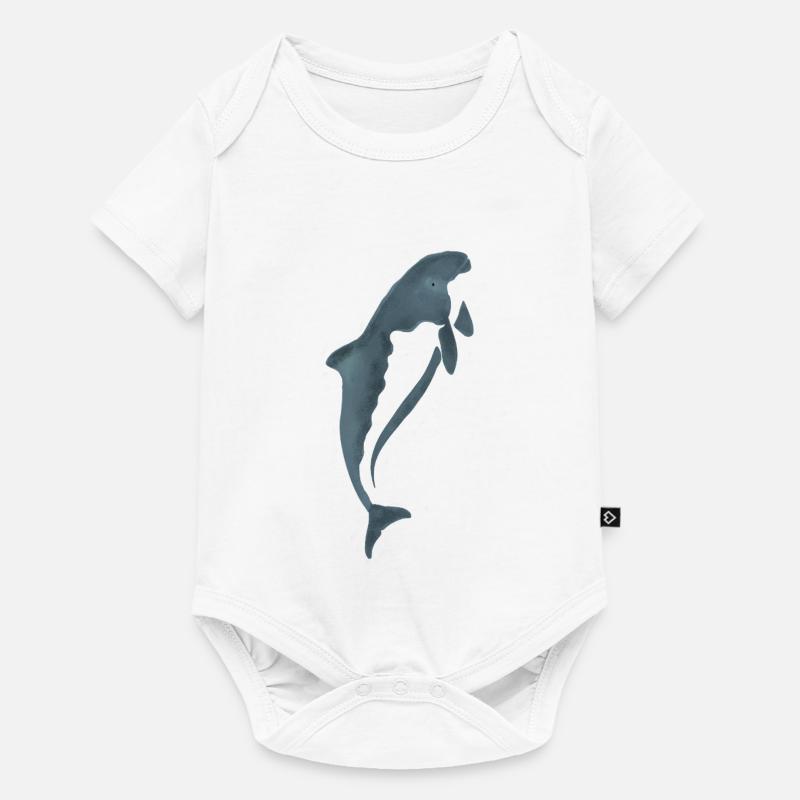 Silhouette de dauphin aquarelle - Body à manches courtes Premium Bébé - blanc