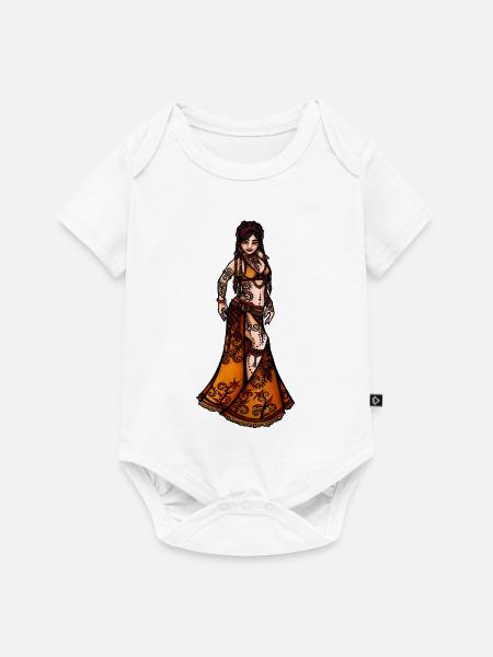 Bernsteinfarbenes Sonnenuntergangs-Bauchtanzkleid - Baby Premium Kurzarmbody - Weiß