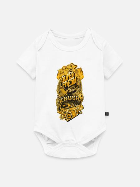Goldene Graffiti HipHop BoomBox - Baby Premium Kurzarmbody - Weiß