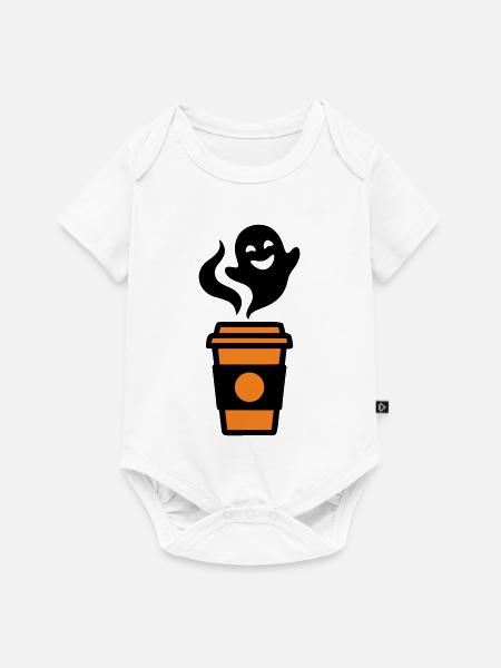 Kaffeebecher Geist Halloween Logo - Baby Premium Kurzarmbody - Weiß