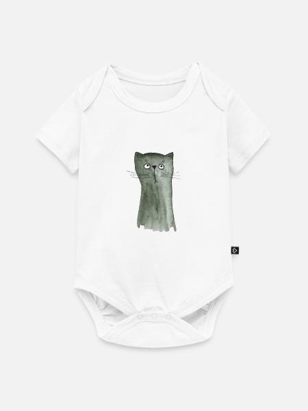 Kätzchen grau - Baby Premium Kurzarmbody - Weiß