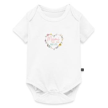 Mami ist die Beste! Niedlicher Blumen-Herz - Baby Premium Kurzarmbody - Weiß - Vorne