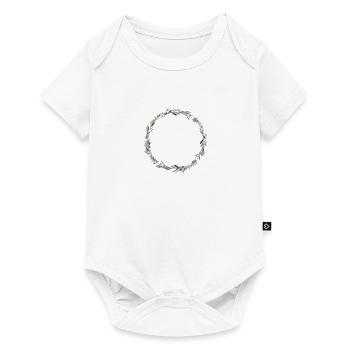 Moderner Eukalyptuskranz, personalisierbar - Baby Premium Kurzarmbody - Weiß - Vorne