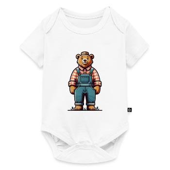 Cute Bear Farmer - Baby Premium Kurzarmbody - Weiß - Vorne