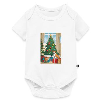 Funny Dog Christmas Christmas Tree Gift - Baby Premium short-sleeve bodysuit - white - Front