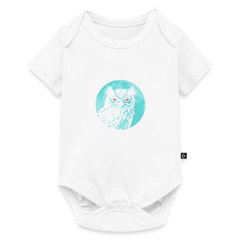 Süße Eule, Mond, Natur, Wildtiere, Waldtiere - Baby Premium Kurzarmbody - Weiß - Vorne