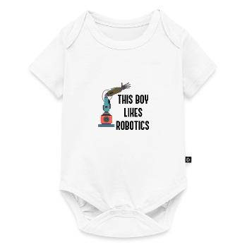 Un garçon aime les robots Ingénierie robotique - Body à manches courtes Premium Bébé - blanc - Devant