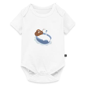 Faultier Dusche Schlafendes süßes müdes faules - Baby Premium Kurzarmbody - Weiß - Vorne