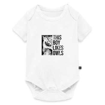 Un garçon aime les hiboux, la faune, la nature, - Body à manches courtes Premium Bébé - blanc - Devant