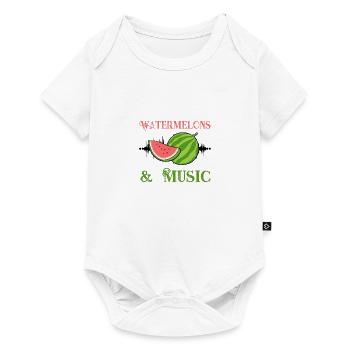 Sommerfrüchte mit Melonen und Musik, Wassermelone - Baby Premium Kurzarmbody - Weiß - Vorne