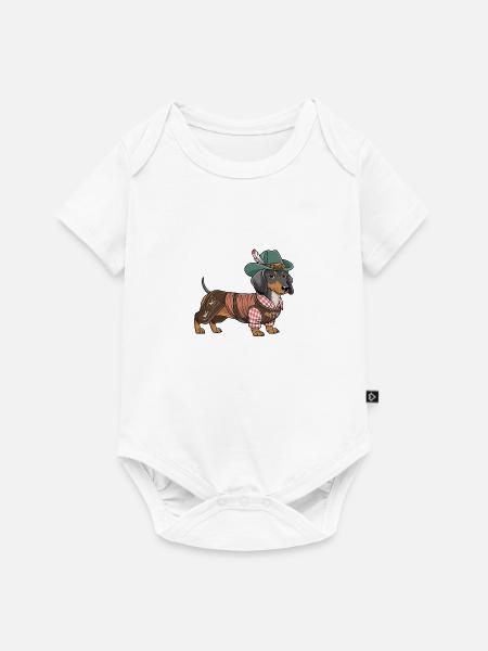 Bayerischer Dackel rot weißes Hemd Tracht Bayern - Baby Premium Kurzarmbody - Weiß