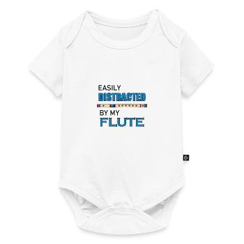 Distracted by Flute Funny Quote Orchestra Musician - Baby Premium short-sleeve bodysuit - white - Front