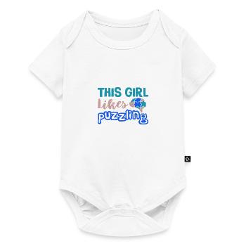 Girl Likes Puzzling Cute Hobby Jigsaw - Baby Premium short-sleeve bodysuit - white - Front