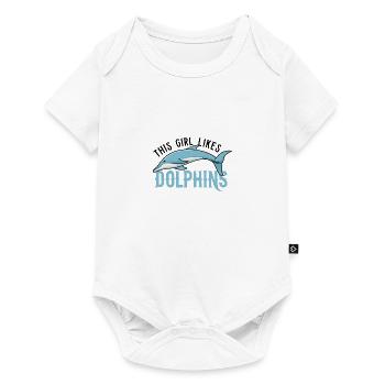 Fille aime les dauphins Animaux marins - Body à manches courtes Premium Bébé - blanc - Devant