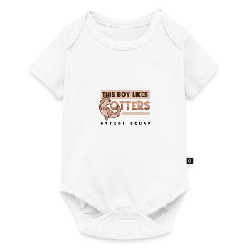 Un garçon aime les loutres, mignon animal sauvage - Body à manches courtes Premium Bébé - blanc - Devant