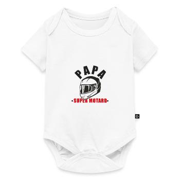 Papa super motard - Body à manches courtes Premium Bébé - blanc - Devant