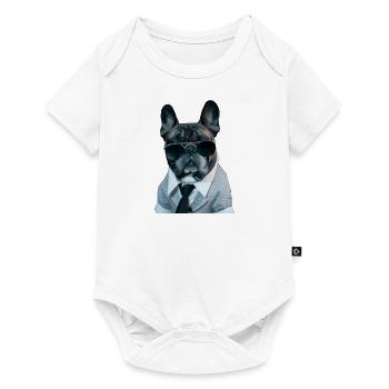 Mignon tyran de style mafia français bouledogue - Body à manches courtes Premium Bébé - blanc - Devant