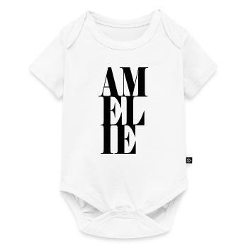 Amélie Nom Prénom Police moderne Mot Art - Body à manches courtes Premium Bébé - blanc - Devant