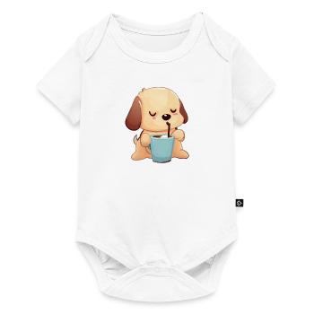 Chien de café - Body à manches courtes Premium Bébé - blanc - Devant