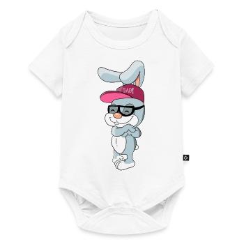 Lapin cool avec capuchon et lunettes - Body à manches courtes Premium Bébé - blanc - Devant