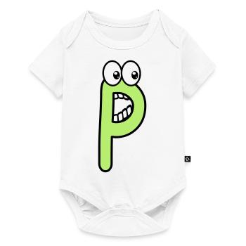 P - letter P with eyes 👀 - Baby Premium short-sleeve bodysuit - white - Front