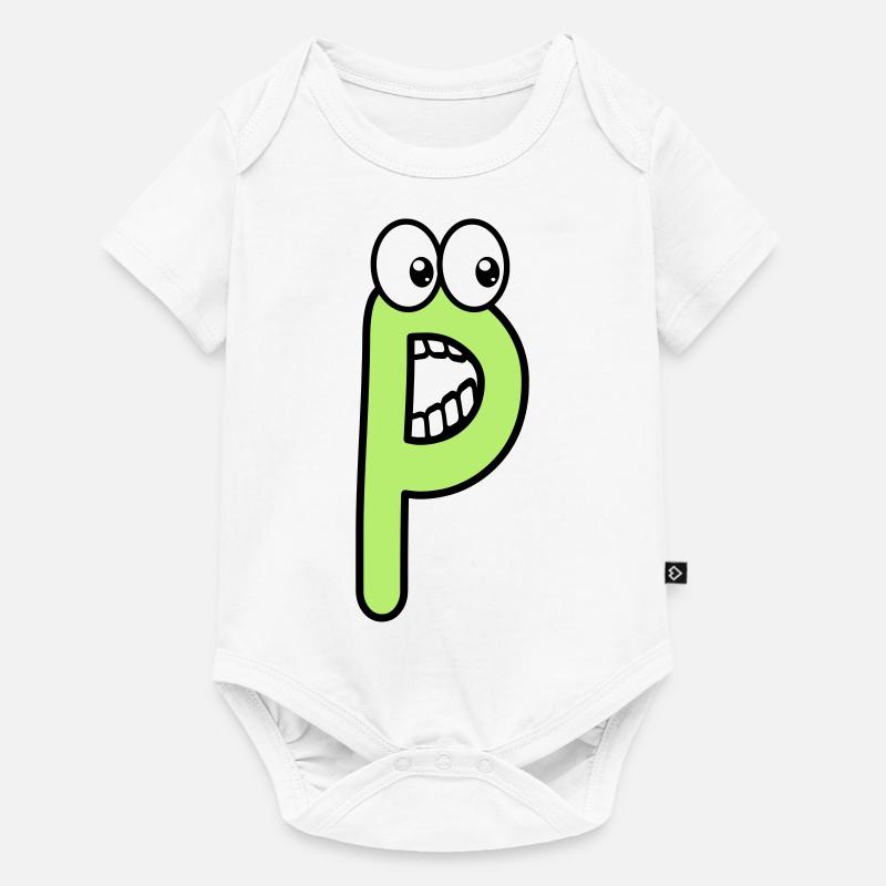 P - lettre P avec les yeux 👀 - Body à manches courtes Premium Bébé - blanc