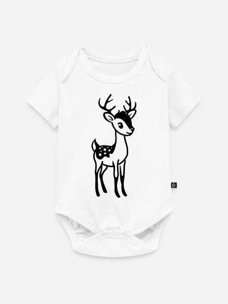 Hirsch - Baby Premium Kurzarmbody - Weiß