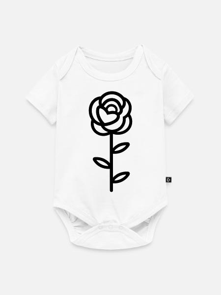 Rosa Blume - Baby Premium Kurzarmbody - Weiß