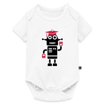 Robot avec un cadeau de doctorat - Body à manches courtes Premium Bébé - blanc - Devant